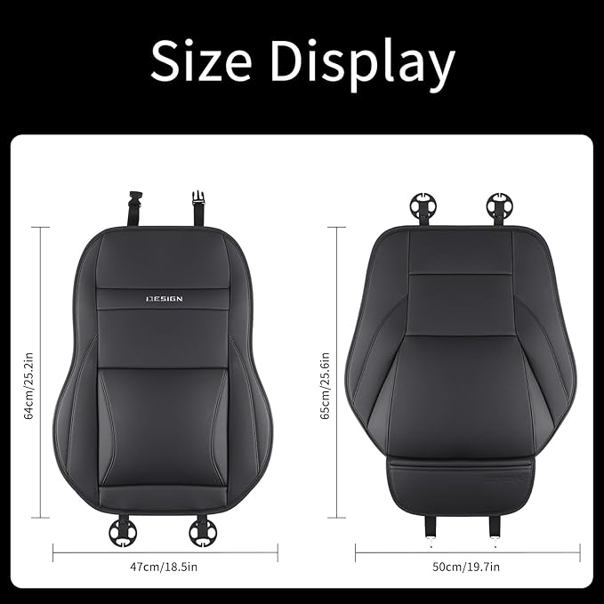Gripure Car Seat Cover Protector for Front Seats – Waterproof, Breathable Faux Nappa Leather, Airbag Compatible, Dual Support for Waist & Legs, Universal Fit for Sedans, SUVs, Pickups (2pcs, Black)