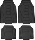 TLH Car Floor Mats, Black Sleek Linear, Full Set, Rubber, Waterproof, Stain-Resistant, Easy to Clean, Washable, Durable for Ultimate Protection, Perfect for Cars, Trucks, SUVs, Vans