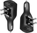 NDLBS 2Pack USB Car Charger, 2-in-1 Portable With Foldable Plug Wall Charger for iPhone X XR XS 7 8 Plus Note 8 9 Galaxy S8 S9 Plus LG Pixel
