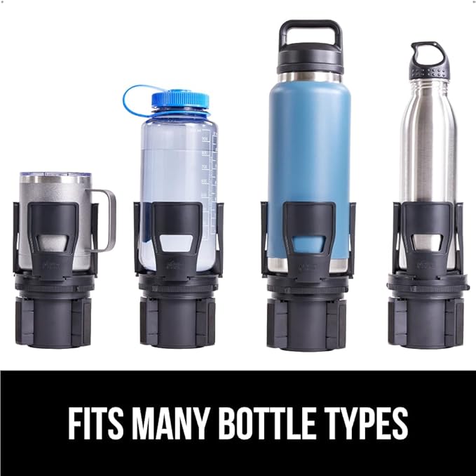 GORILLA GRIP Patent Pending Car Cup Holder Expander, Keeps Large Drink Cups Secure, Expands Fits Yeti, HydroFlask, Stanley 18 to 48oz Large Water Bottles, Coffee Mug, Adjustable Insert, Black
