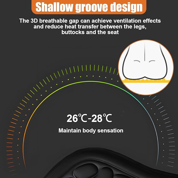 Car Seat Cover, Breathable Comfort Auto Seat Cushion Pad, All Seasons Non-Slip Car Front Driver Bottom Seat Protector, Universal Pressure Relief Accessory for Most Vehicle, Office (Black)