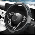 Car Steering Wheel Cover, 15 Inches Leather Steering Wheel Protector with Non-Slip Grip, Universal Wheel Covers Interior Decoration for Sedens Trucks SUVs, Car Accessories (Gray)