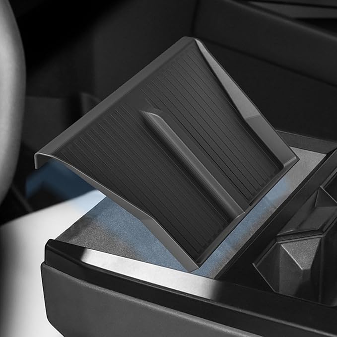 2PCS Center Console Silicone Pad for Wireless Charging Space and Cup Holder Insert, Auto Interior Anti-Slip Protector Pad Accessories Black
