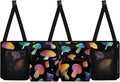 Colorful Mushroom Car Trunk Hanging Organizer, Thick Backseat Storage Bag with 2 Pockets and 3 Adjustable Shoulder Straps, Foldable Interior Accessories Valentine Decoration