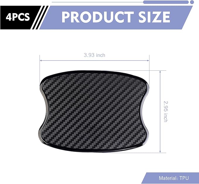 4PCS Car Door Handle Cup Scratch Protector, 3D Carbon Fiber Auto Door Bowl Sticker, Universal Anti-Scratch Doors Handle Paint Protection Film, for Most Vehicles (Small)