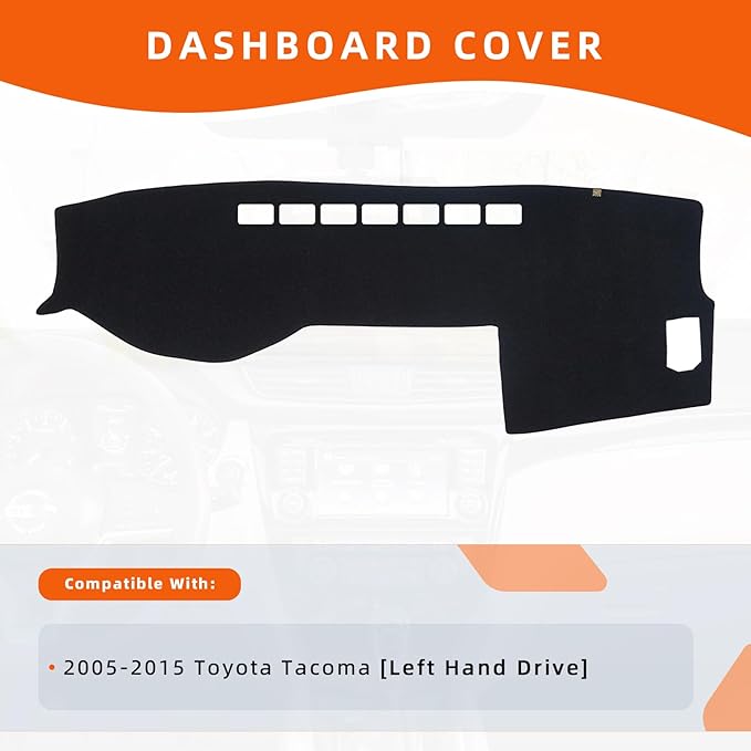 KEYOOG Dashboard Cover Dash Mat Fit for to-yota Tacoma 2015-2005 (Without HUD Models),Car Dash Board Mat Anti-Glare Carpet,Non-Slip Pad Sunshield Protector (Black)
