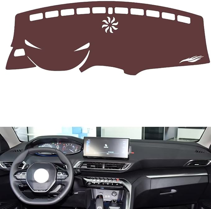 Leather Dashboard Cover Compatible with Peugeot 4008 2017-2019，Dash Cover, Non-Slip Dash Cover, Dash mat Dashboard Cover, Interior Dash Covers