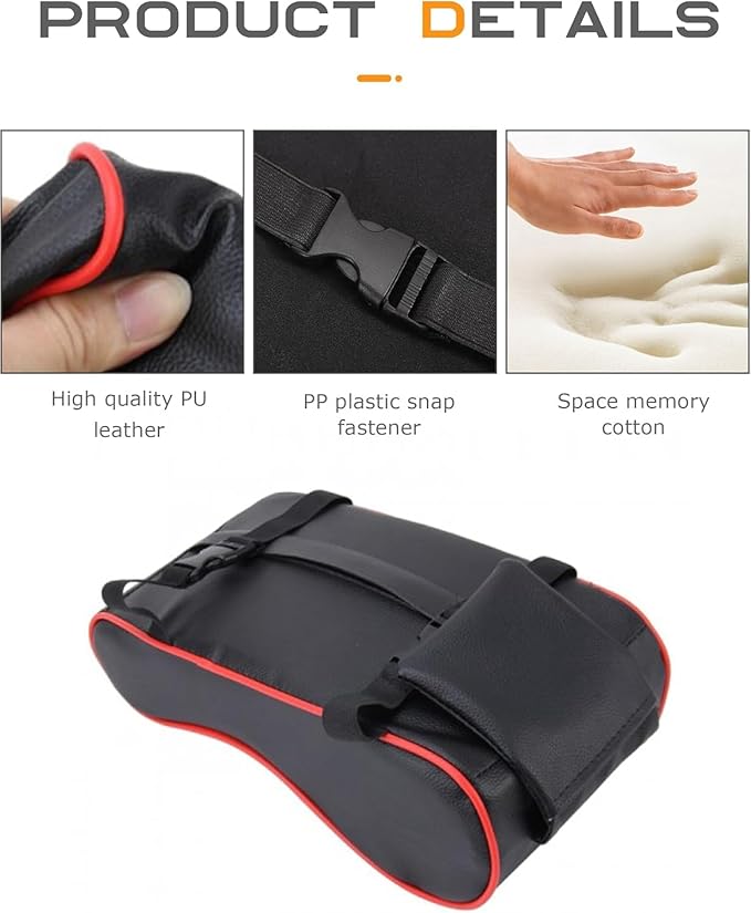 Car Center Console Cover Armrest Pad for Mazda CX 5 2017-2021, Memory Foam Armrests, Made of Leather, Soft and Breathable, with Side Pockets,Red
