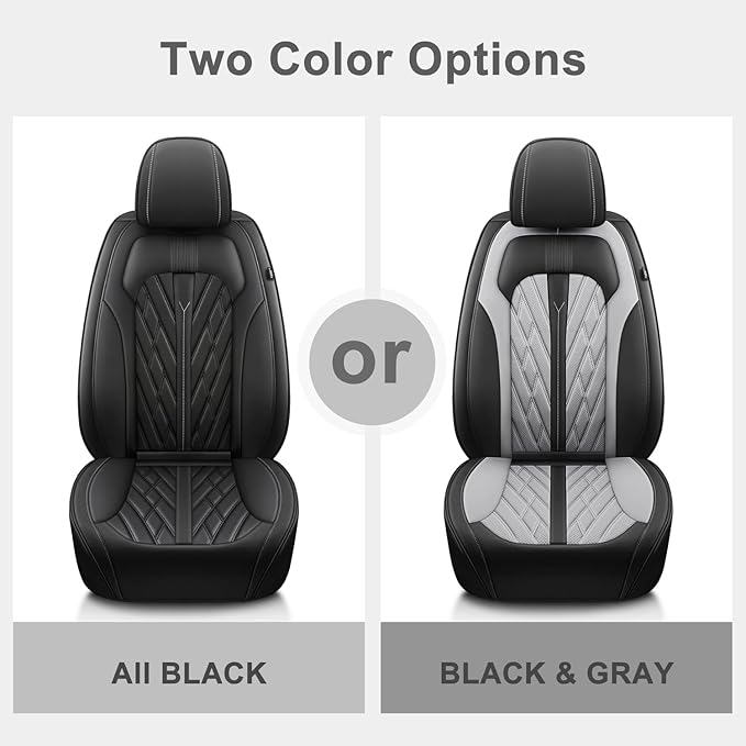 TTX LIGHTING 2 Front Seat Covers Fit for Infiniti QX50 2018-2024 2025 Leather Seat Covers Breathable Waterproof Seat Protectors Seat Cushion with Airbag Compatible (Front Seats, Black&Grey)