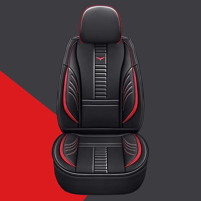 Pengchen Auto Front Seat Covers Fit for Lexus 1999-2025 95% Models, 3D Front Split Bench Protection Compatible with Side Airbag Black & Red Line