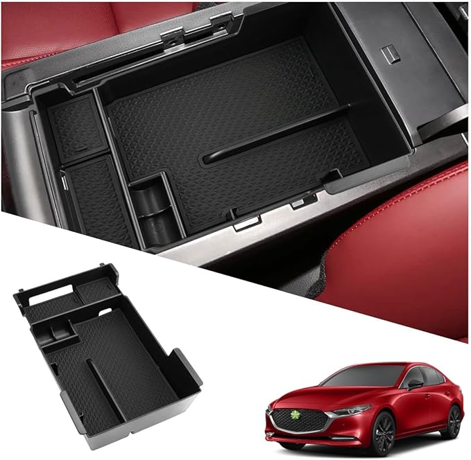 Ruiya 2019-2025 2026 Mazda3 Center Console Organizer for Mazda3 Hatchback/Sedan Accessories ABS Material Armrest Console Organizer Compatible with 2019-2022 2023 2024 2025 2026 Mazda Mazda3