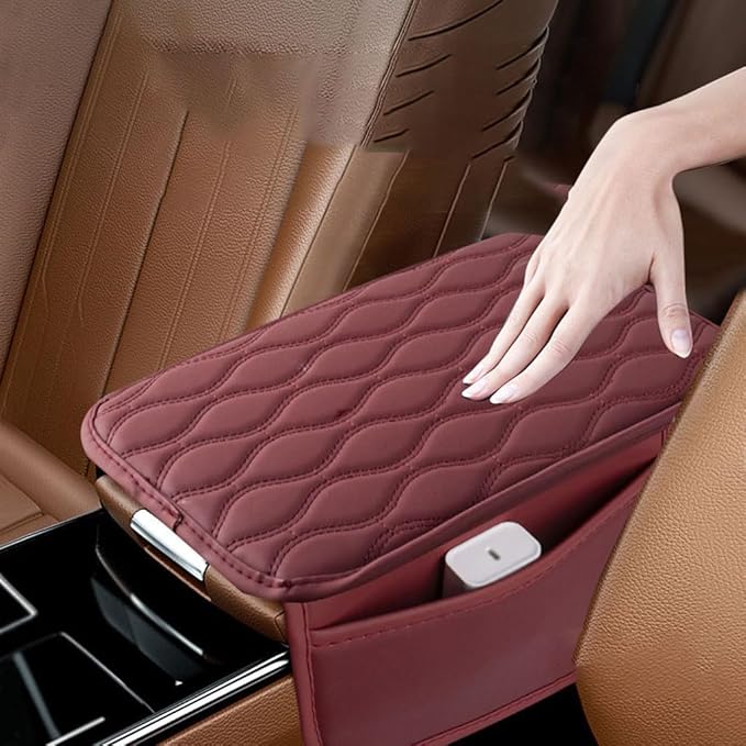 Car Armrest Pad for BMW M4 Competition Convertible Coupe F83 F82 G82, Waterproof Center Console Cushion Pad Cover Armrest Storage Box Mat Protection Interior Accessories,A-Beige