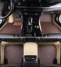 Custom Leather Car Mats, Vehicle-Specific Fit All-Weather Floor Mats, 100% Waterproof Anti-Slip Durable Protection for SUV Truck Sedan, Precision Tailored Protection (Dark Brown Beige car mat)
