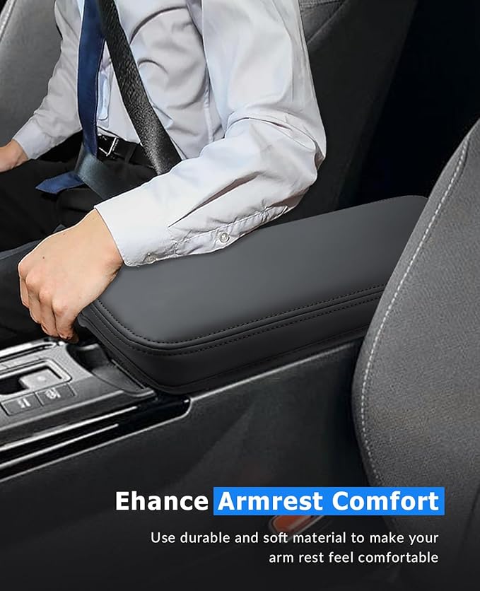 INTGET Center Console Cover for 2026 Toyota Prius Accessories 2023 2024 2025 LE XLE Limited Car Interior Leather Middle Armrest Arm Rest Lid Cushion Pad Protector (2023+, Black Stitches)