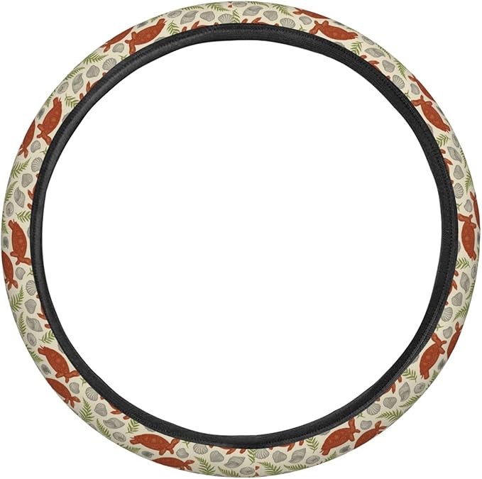 FeHuew Vintage Orange Turtles Steering Wheel Cover for Women, Girls 15 inch Universal Auto Car Anti Slip Wrap Steering Wheel Covers Fit for Vehicles, Truck, SUV