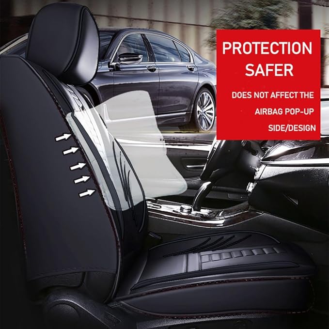 Niscarda Full Coverage 5 Car Seat Covers for Volkswagen Taos 2022-2024, Non-Slip Front and Rear Split Bench Seat Cushion Waterproof Seat Cover Accessories (Black, Full Set)