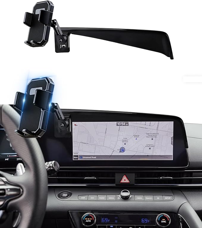 PZK Car Phone Holder for Hyundai Elantra 2021-2025 SE/SEL/Sport/Limited/N Line Accessories Custom 8-Inch/10.25-Inch Screen Auto Lock Car Phone Holder with 360° Rotating Extension Rod Not Affect Screen
