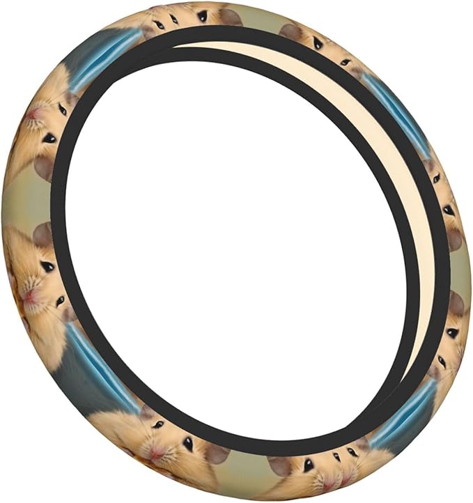 Funny Hamsters Car Steering Wheel Cover, 15 Inch Steering Wheel Cover Stylish Decor for Most Cars