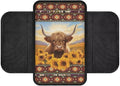 Boatee Highland Cow Sunflower Center Console Cover for Car Arm Rest Mat Armrest Pad for Car Console Organizer Auto Console Cushion Pad Arm Rest Box Pad Car Interior Protcetor Stylish Decor Brown