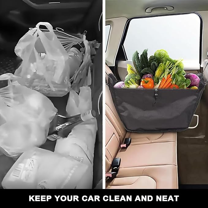 Car Seat Organizer, Collapsible Large Capacity Passenger Seat Storage Organizer, Backseat Storage Travel Bag with Drawstrings, Multifunctional Car Hanging Bag for Back Seats