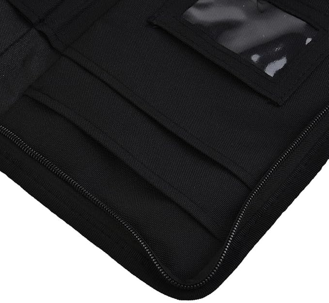 For Car Glove Box Organizer Storage Folder with Multi Pockets for Documents and Manuals, Zippered Exterior Pocket, Elastic Loop for Pen or Tire Gauge, 600D Oxford