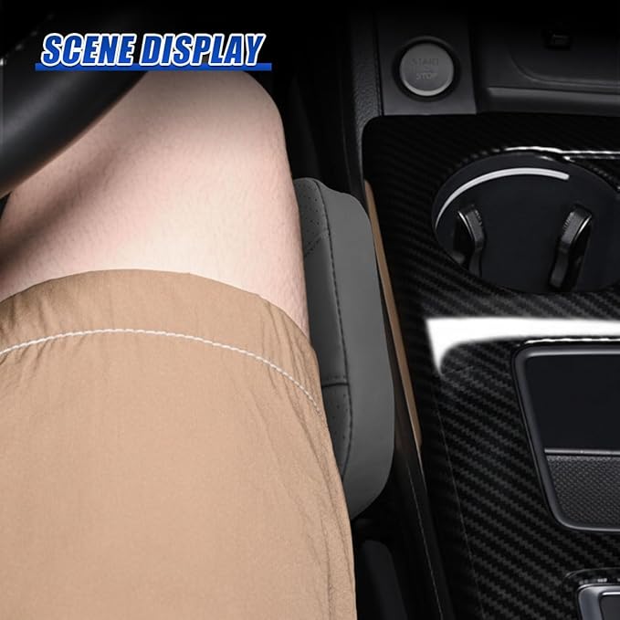 Car Knee Cushion, Leather Memory Foam Auto Center Console Arm Rest Pad, Soft Comfort Car Door Elbow Protective Cushion, Breathable Vehicle Interior Leg Support Pillow for Most Cars (Black)