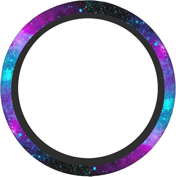 Blue Galaxy Steering Wheel Cover for Women Men Girls, Universal 15 Inch Purple Anti Slip Steering Wheel Protector Car Accessories Interior for Auto Truck SUV