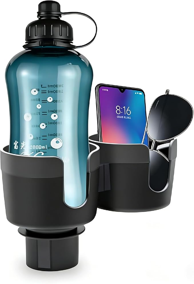 Cup Holder Expander for Car, 2 in 1 Cup Holder Phone Mount with Adjustable Base, Car Cupholder for Yeti Hydro Flasks 16-40oz Cup, 32/40 oz Large Bottles Drink Mugs,Big Cup-Large