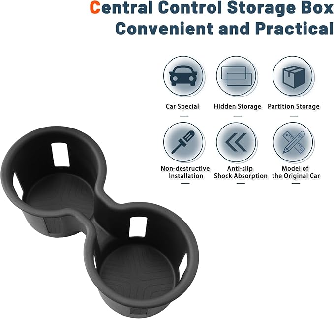Ruiya 2023-2025 Pilot Center Console Cup Holder,for Honda Pilot Accessories TPE Material Cupholder Coaster Liner Compatible with 2023 2024 2025 Honda PilotLX/Sport/EX-L/TrailSport/Touring/Elite