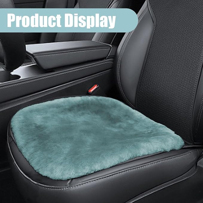 Sheepskin Car Seat Cushion, Soft Comfort Winter Driver Seat Cover, Fluffy Faux Fur Front Seat Pad, Car Seat Protector Pad for Office Chair, Universal Interior Accessory for Car SUV Truck (Grey)