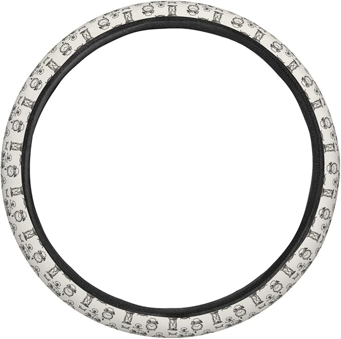 FeHuew Watch Clocks Pattern Steering Wheel Cover for Women, Girls 15 inch Universal Auto Car Anti Slip Wrap Steering Wheel Covers Fit for Vehicles, Truck, SUV