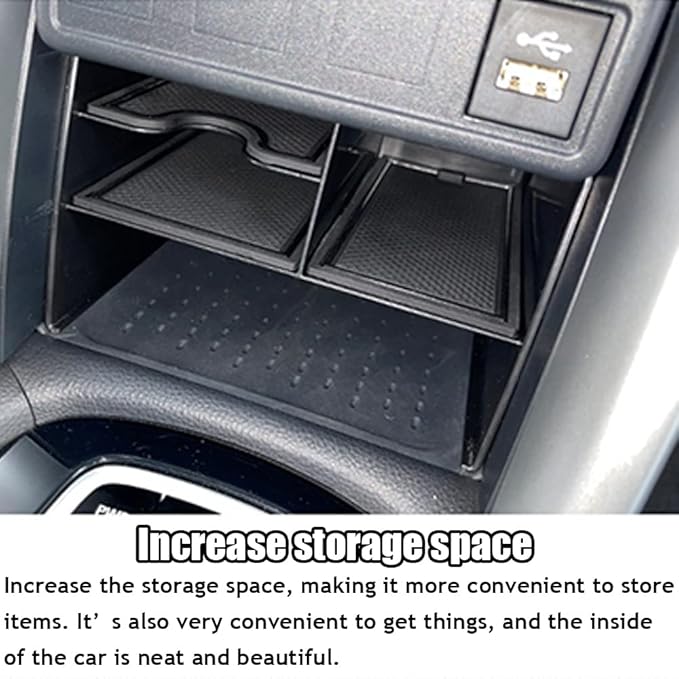 Kakash Custom Interior Accessories for Toyota Corolla Cross 2022 2023 ABS Center Console Tray Organizer,Armrest Storage Box with Black Anti-Dust Mats (1 Pieces)
