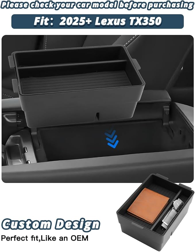 Ruiya 2024-2025 2026 TX350 Center Console Organizer for Leuxs TX350 Accessories ABS Material Double Layer Armrest Console Organizer Compatible with 2024 2025 2026 Leuxs TX All Trims(2Packs)