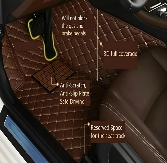 Customize Car Floor Mats for 99% Sedan SUV Sports Car All Weather Leather Full Coverage Waterproof Non-Slip Vehicle Lining Pads (Yellow)