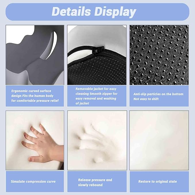 Seat Cushion for Truck Driver, Trucker Seat Cushion, Memory Foam L-Shaped Integrated Car Cushions, Ergonomic Car Cushion for Big People with Back Support (Mix-Black)
