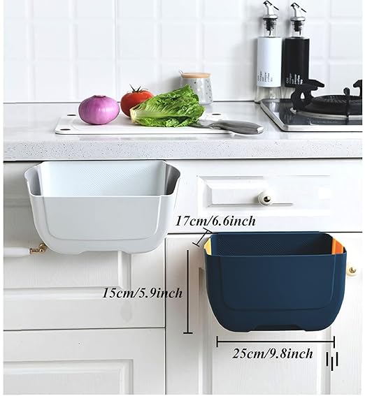 Hanging Folding Mini Trash Can for Kitchen Cabinet Door, Small Collapsible Garbage Bin Under Sink,Wall Mounted Folding Waste Bin- Mini Garbage Container for Cabinet/Bedroom/Bathroom (3L) (Black)