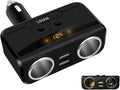 LIHAN 2 Socket Cigarette Lighter Adapter, Car Charger Plug Splitter with Dual USB Ports, 12V/24V Meter Monitor, Compatible with iPhone, LG, HTC, Samsung etc