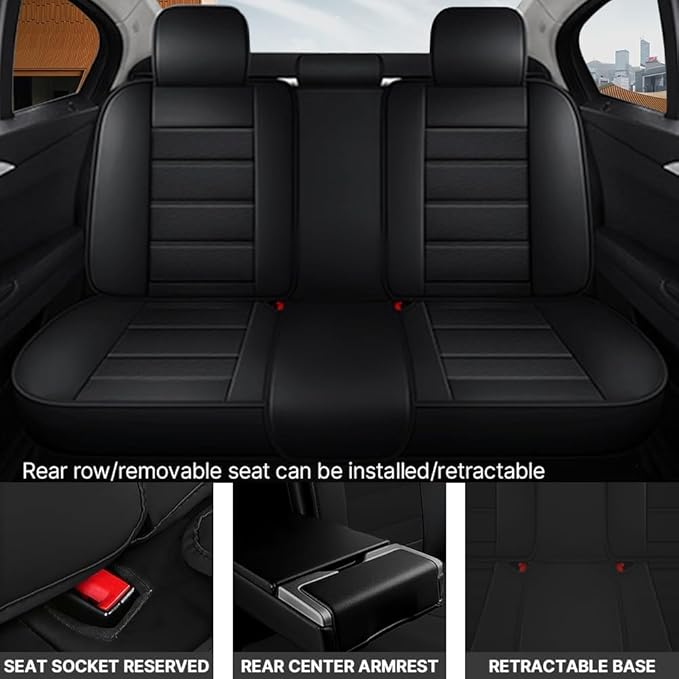 3DLEATHER Upgraded 5-Seat Seat Covers for Toyota Camry 2018, Full Coverage Car Seat Covers with Wear-Resistant and Anti-Slip, Easy to Clean (Full Black/Standard)