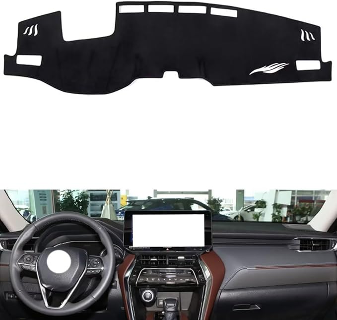 Leather Dashboard Cover Compatible with Toyota Venza（HUD） 2021-2024，Dash Cover（Black）