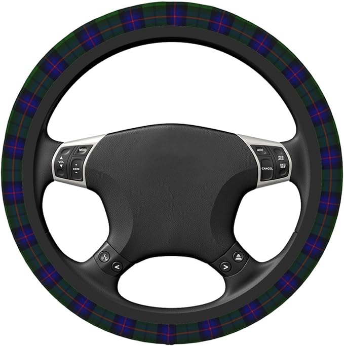 Thickened Elastic Steering Wheel Cover, Armstrong Tartan Blue and Green Plaid Ultra, Soft, Breathable, Fit for Cars, SUVs, Trucks, Stylish Comfortable Grip