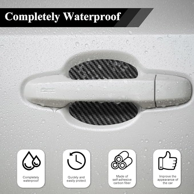 8PCS Car Door Handle Cup Scratch Protector, Car Door Handle Sticker, Scratch Auto Door Protective Film, Car Accessories Car Door Handle Protective Films Universal for Cars (Black, 8PCS)