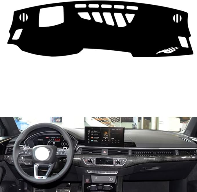 leather dashboard cover Compatible with Audi RS4（HUD） 2019-2023，dash cover（black）