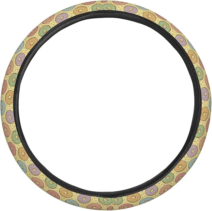 FeHuew Donuts Rings Steering Wheel Cover for Women, Girls 15 inch Universal Auto Car Anti Slip Wrap Steering Wheel Covers Fit for Vehicles, Truck, SUV