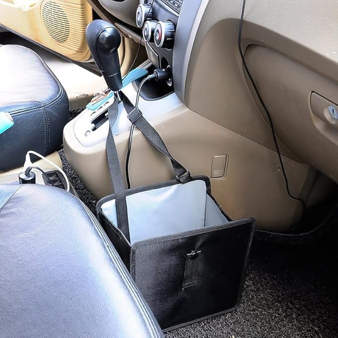 Car Trash Can, Oxford Cloth Foldable Auto Trash Bin Hanging, 1.85 Gallon Capacity Garbage Bag Organizer, Leak-Proof Waterproof Automotive Storage Container, Car Interior Accessories (Medium)