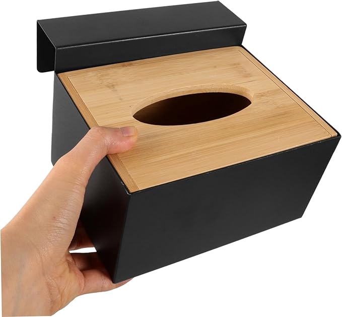 Glove Storage Box Use Countertop Organizer Dispensers Covers and Holder Large with Organization Key Gloves Disposable Glove Rack Disposable Glove Dispenser Black Wooden
