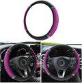 Bling Soft Leather Steering Wheel Cover, 15 Inch Colorful Rhinestones Auto Elastic Steering Wheel Protector, Sparkly Crystal Diamond for Women Girls, Car Accessories for Most Cars (Purple)