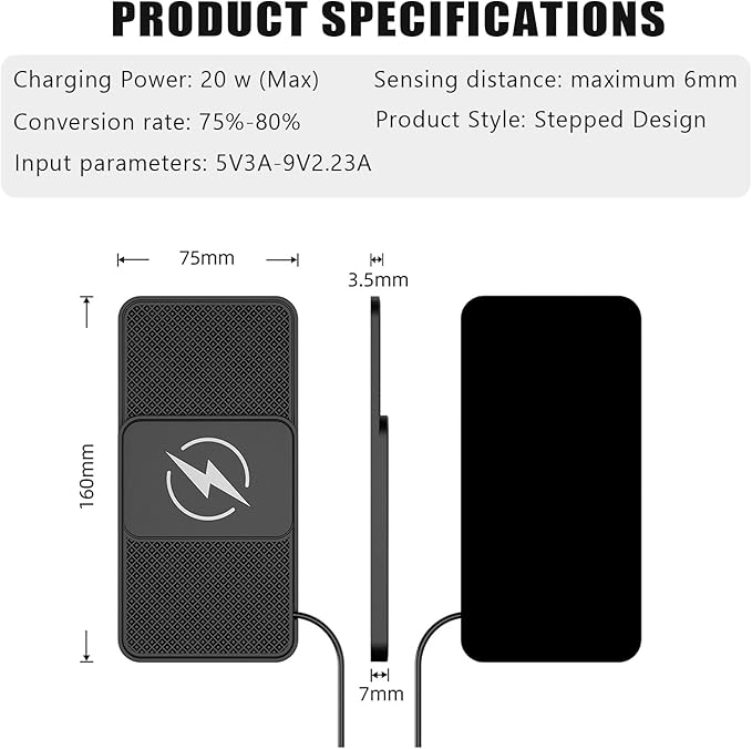 Wireless Car Phone Charger for Kia Optima GT/T-GDI, Type C/USB 20W Fast Charging Pad, Non-Slip Charging Station for Travel Home Office Desk, Lightweight,Type-C