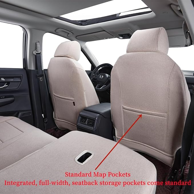 coverdream Custom Seat Covers Compatible with Select Toyota Highlander 2014 2015 2016 2017 2018 2019,Three Row,Second Row Captain Chair (Beige,Full Set)