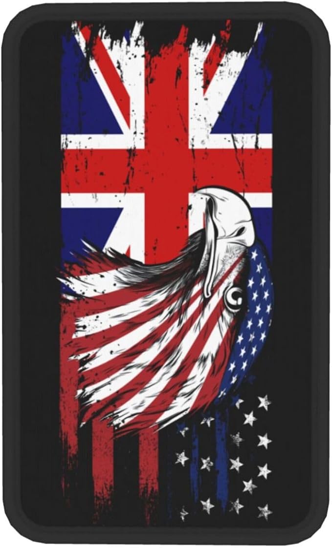Car Armrest Cover America and Britain British Flag Eagle Armrest Seat Handrail Box Cover Auto Center Console Pad Cushion Universal Decoration Protector Accessories