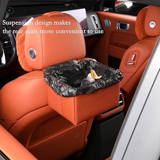 AOWIS Car Trash Can, Leak-Proof Waterproof Trash Bin Collapsible Portable Auto Garbage Bag Large Capacity Trashcan Storage Bag Multipurpose Car Organizer Hanging (White)